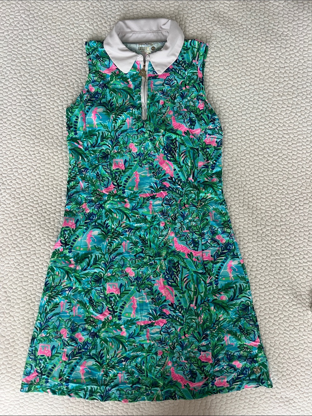 Lilly Pulitzer Luxletic Tropical Print Polo Golf Dress with Zipper Pockets